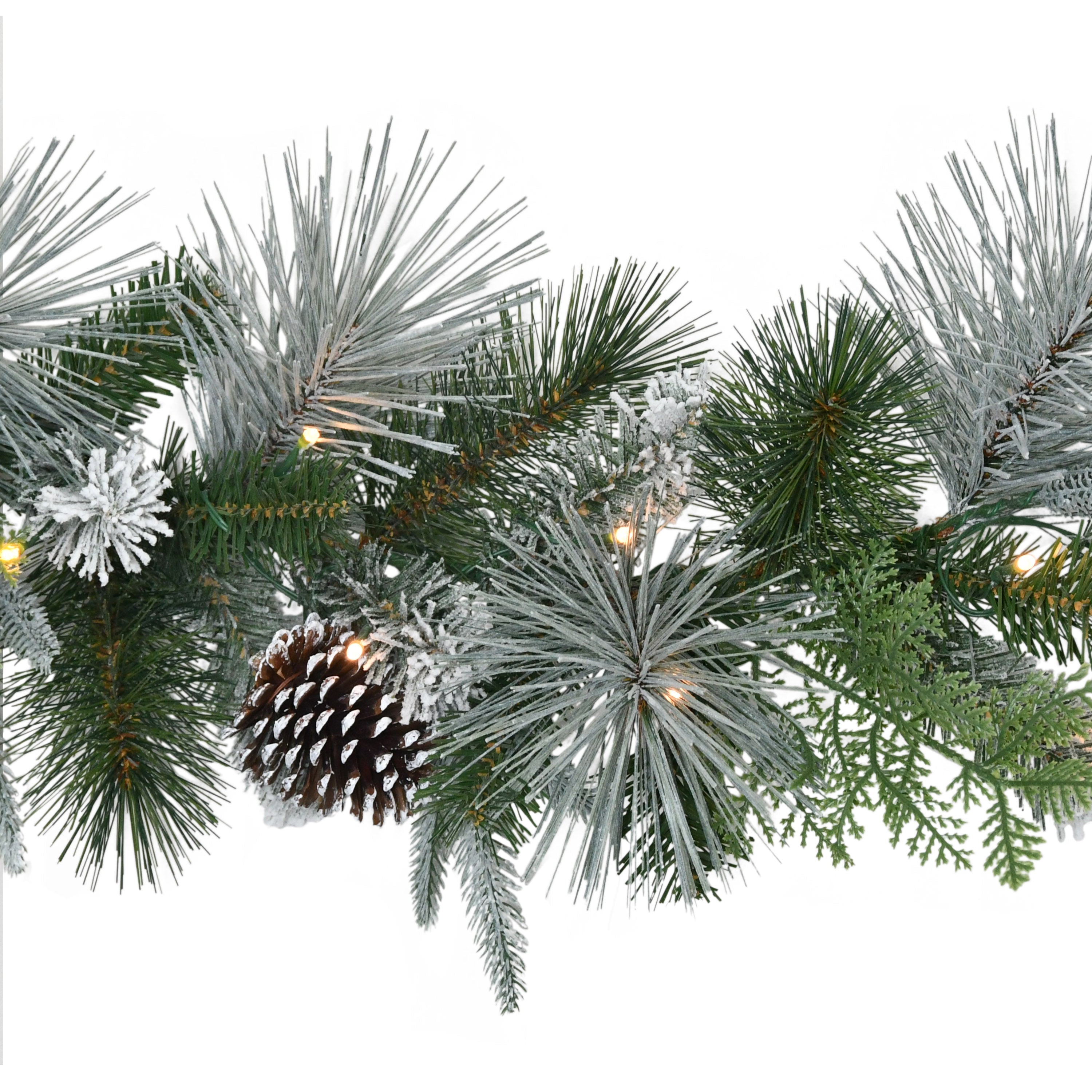 9' x 10" Pre-Lit Battery-Operated Flocked Garland